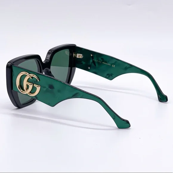 NEW GUCCI GG0956S 001 BLACK GREEN WOMEN’S GUCCI SUNGLASSES NEW COLLECTION - Picture 3 of 13